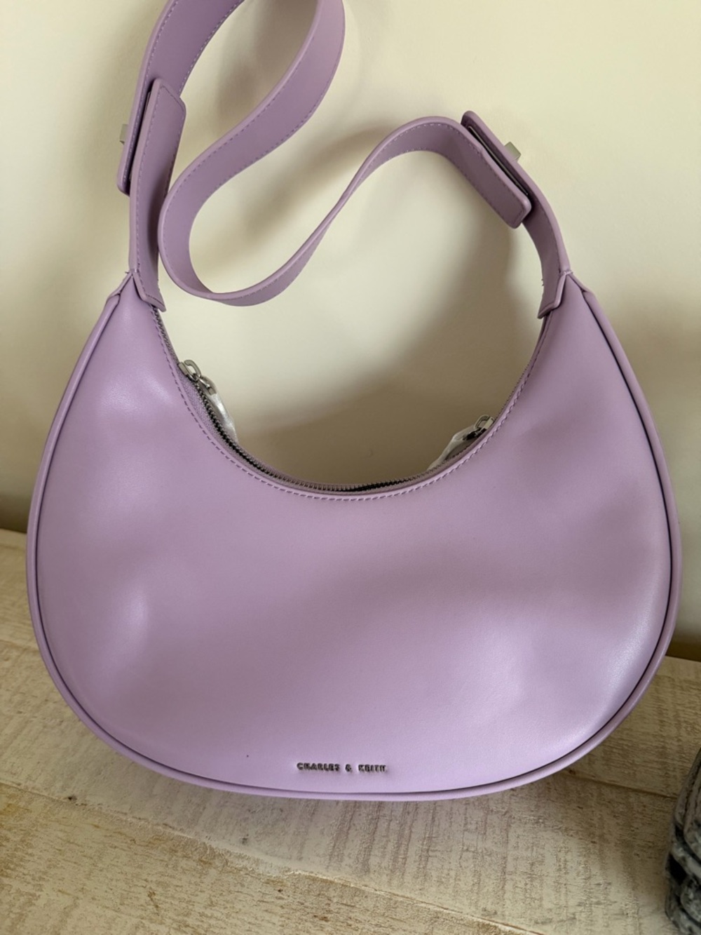 Charles & Keith Lavender Crescent Shoulder Bag